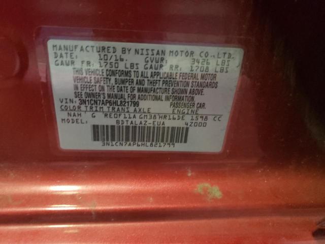 Photo 10 from auction – 2017 NISSAN VERSA S with VIN 3N1CN7AP6HL821799