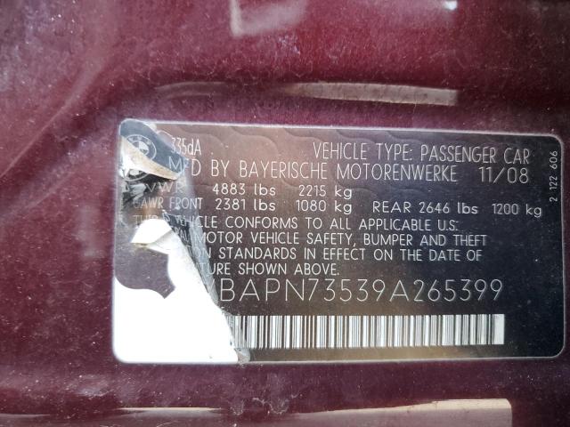 Photo 10 from auction – 2009 BMW 335 D with VIN WBAPN73539A265399