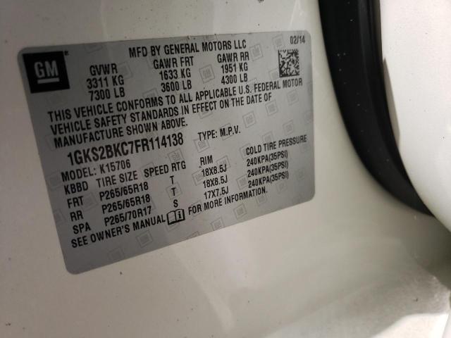 Photo 10 from auction – 2015 GMC YUKON SLT with VIN 1GKS2BKC7FR114138