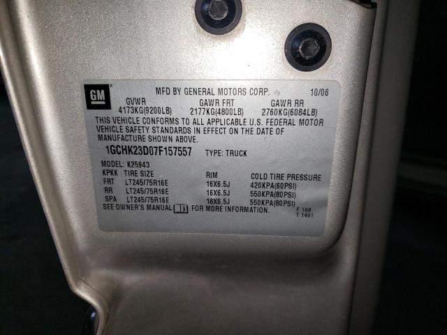 Foto 10 de la subasta – 2007 CHEVROLET SILVERADO con VIN 1GCHK23D07F157557