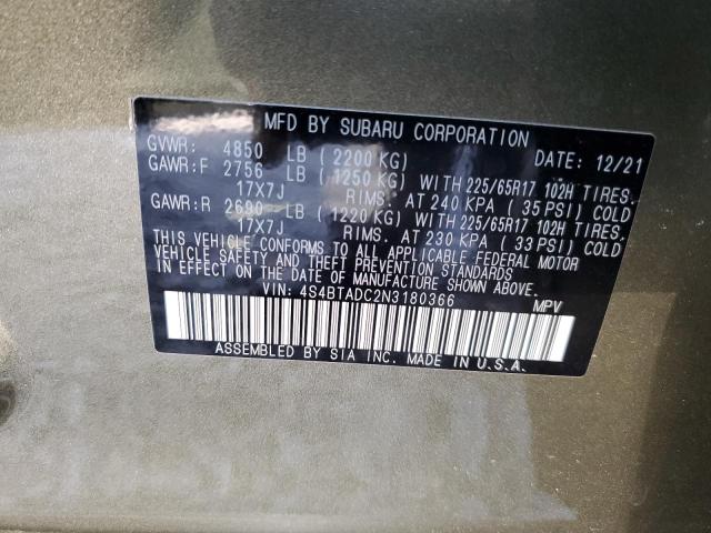 Photo 10 from auction – 2022 SUBARU OUTBACK PR with VIN 4S4BTADC2N3180366