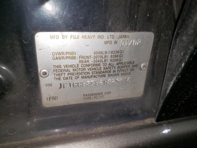 Photo 10 from auction – 2002 SUBARU IMPREZA OU with VIN JF1GG68562H829470