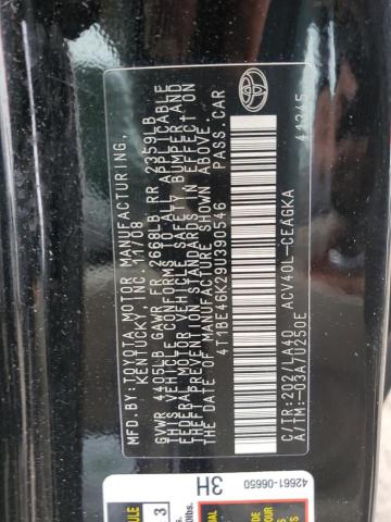 Photo 10 from auction – 2009 TOYOTA CAMRY BASE with VIN 4T1BE46K29U390546