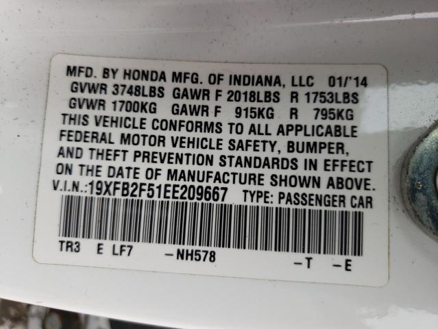Photo 10 from auction – 2014 HONDA CIVIC LX with VIN 19XFB2F51EE209667