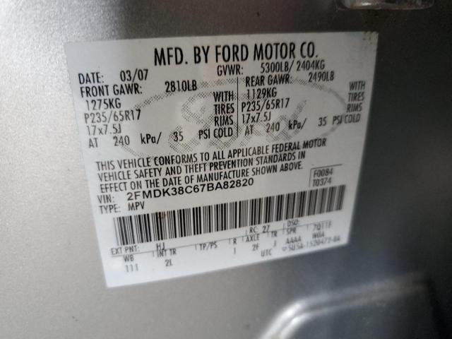Photo 10 from auction – 2007 FORD EDGE SEL with VIN 2FMDK38C67BA82820