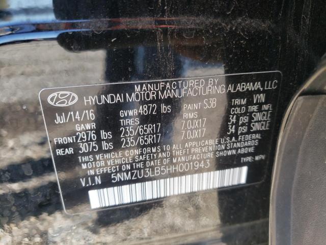 Photo 10 from auction – 2017 HYUNDAI SANTA FE S with VIN 5NMZU3LB5HH001943