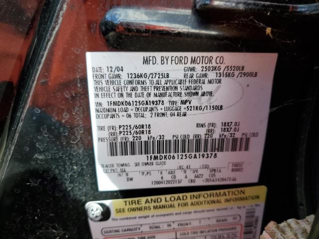 Photo 10 from auction – 2005 FORD FREESTYLE with VIN 1FMDK06125GA19378