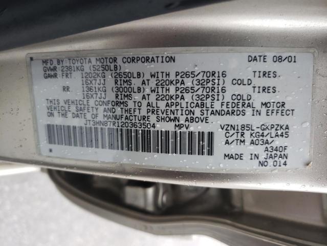 Photo 10 from auction – 2002 TOYOTA 4RUNNER LI with VIN JT3HN87R120363504