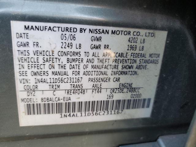 Photo 10 from auction – 2006 NISSAN ALTIMA S with VIN 1N4AL11D56C231167