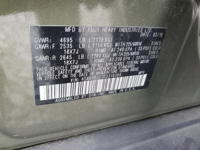 Photo 10 from auction – 2015 SUBARU OUTBACK 2. with VIN 4S4BSBJC7F3316389