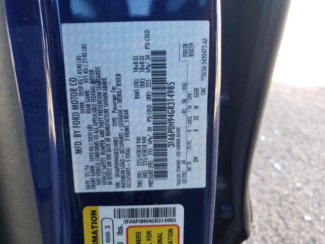 Photo 10 from auction – 2016 FORD FUSION SE with VIN 3FA6P0H94GR314985