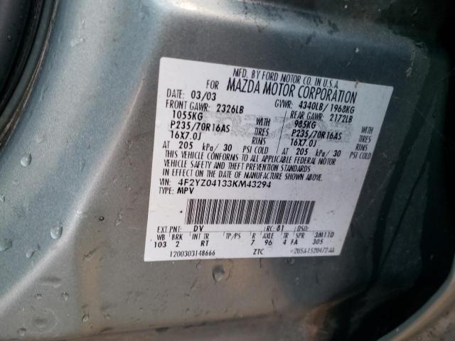 Photo 10 from auction – 2003 MAZDA TRIBUTE LX with VIN 4F2YZ04133KM43294