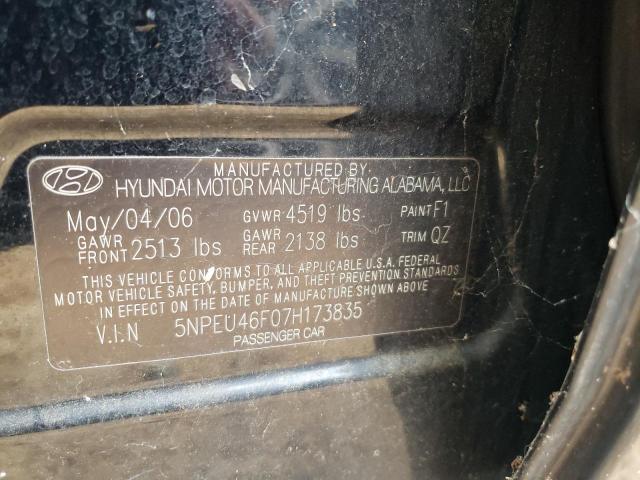 Photo 10 from auction – 2007 HYUNDAI SONATA SE with VIN 5NPEU46F07H173835