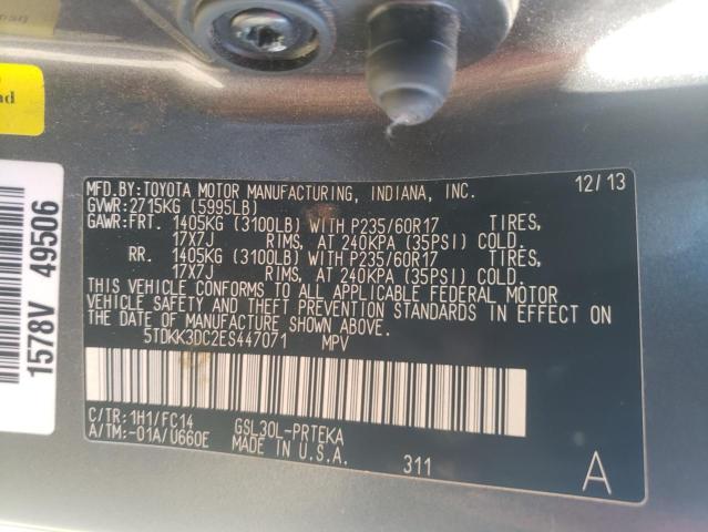 Photo 10 from auction – 2014 TOYOTA SIENNA LE with VIN 5TDKK3DC2ES447071