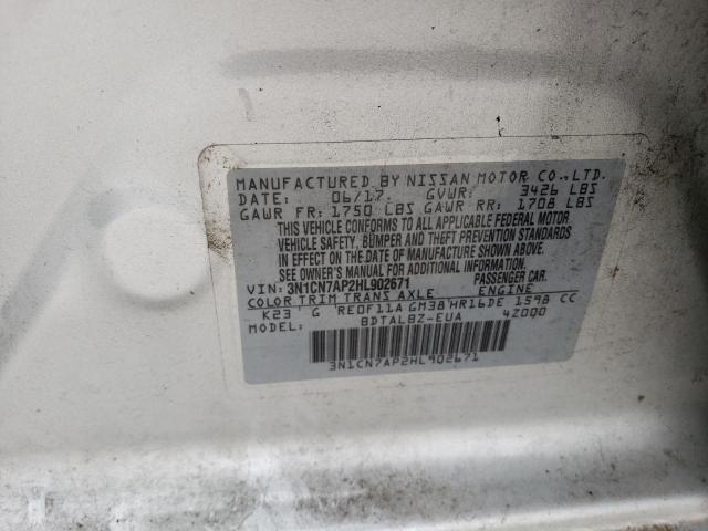 Photo 10 from auction – 2017 NISSAN VERSA S with VIN 3N1CN7AP2HL902671