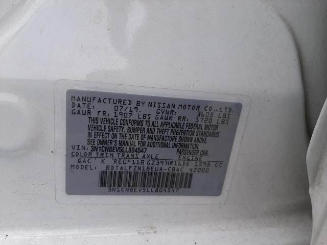 Photo 10 from auction – 2020 NISSAN VERSA SV with VIN 3N1CN8EV5LL804547