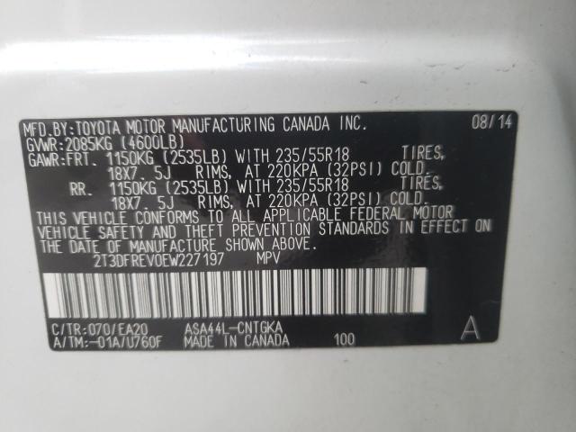Photo 10 from auction – 2014 TOYOTA RAV4 LIMIT with VIN 2T3DFREV0EW227197