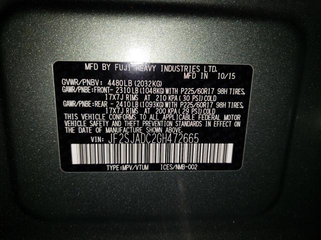 Photo 10 from auction – 2016 SUBARU FORESTER 2 with VIN JF2SJADC2GH472665