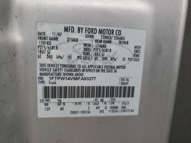 Photo 10 from auction – 2008 FORD F150 SUPER with VIN 1FTPW14V98FA93277