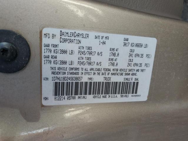 Photo 10 from auction – 2004 DODGE RAM 1500 S with VIN 1D7HU18D24S638657
