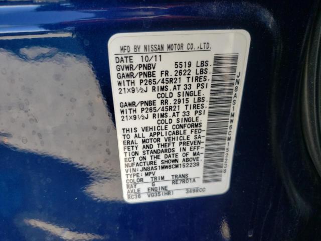 Photo 10 from auction – 2012 INFINITI FX35 with VIN JN8AS1MW6CM152238