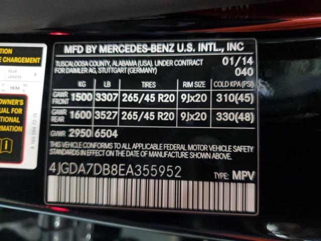 Photo 10 from auction – 2014 MERCEDES-BENZ ML 550 4MA with VIN 4JGDA7DB8EA355952