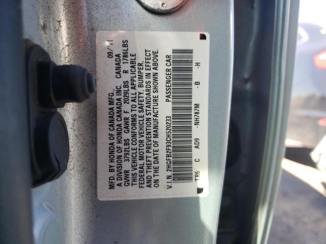 Foto 10 de la subasta – 2012 HONDA CIVIC EXL con VIN 2HGFB2F93CH520233
