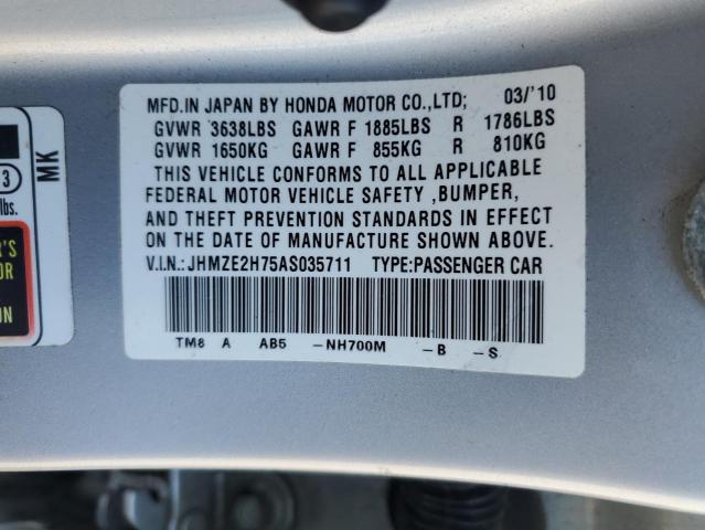 Photo 10 from auction – 2010 HONDA INSIGHT EX with VIN JHMZE2H75AS035711