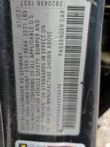 Photo 10 from auction – 2004 VOLKSWAGEN PASSAT with VIN WVWVD63B64E030476