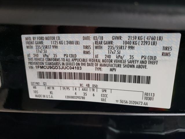Photo 10 from auction – 2018 FORD ESCAPE SE with VIN 1FMCU9GD3JUC04103