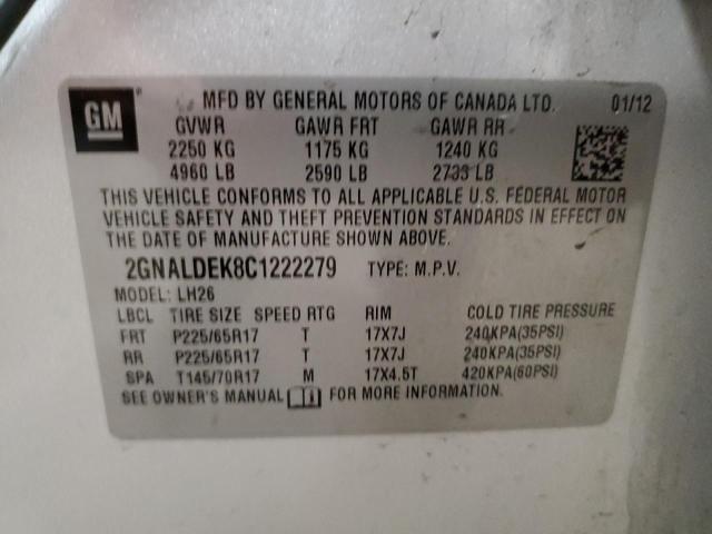 Photo 10 from auction – 2012 CHEVROLET EQUINOX LT with VIN 2GNALDEK8C1222279