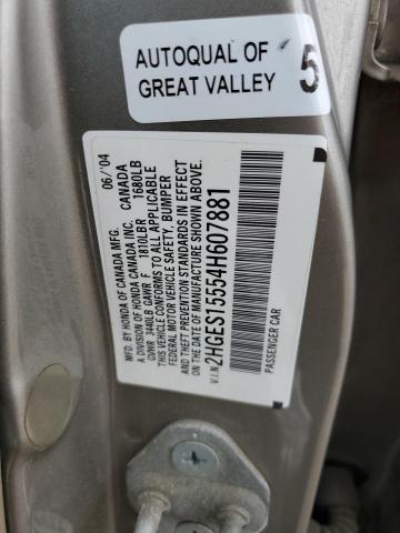 Photo 10 from auction – 2004 HONDA CIVIC LX with VIN 2HGES15554H607881