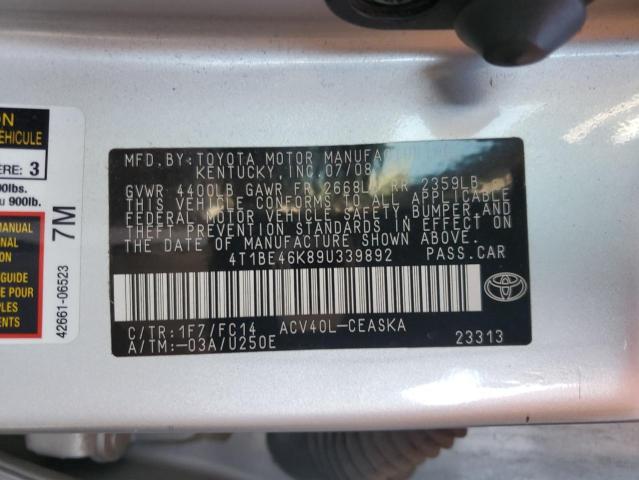 Photo 10 from auction – 2009 TOYOTA CAMRY BASE with VIN 4T1BE46K89U339892