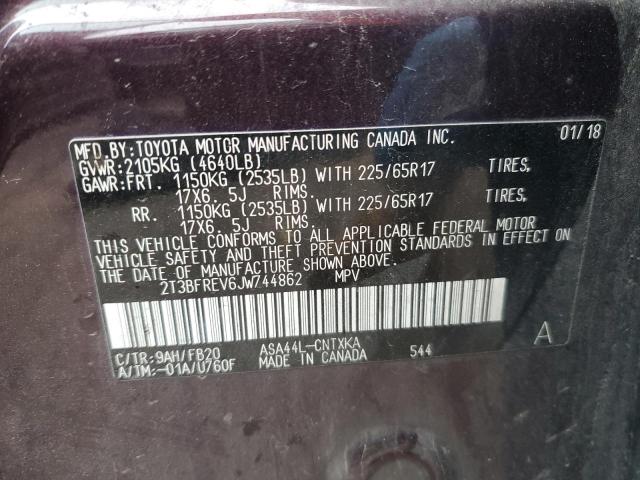Photo 10 from auction – 2018 TOYOTA RAV4 LE with VIN 2T3BFREV6JW744862
