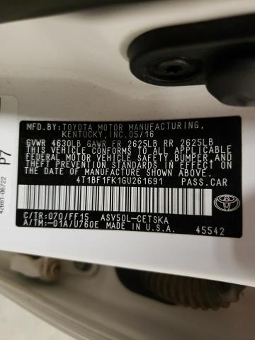 Photo 10 from auction – 2016 TOYOTA CAMRY LE with VIN 4T1BF1FK1GU261691