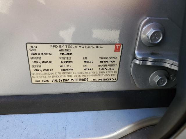 Photo 10 from auction – 2017 TESLA MODEL S with VIN 5YJSA1E27HF194609