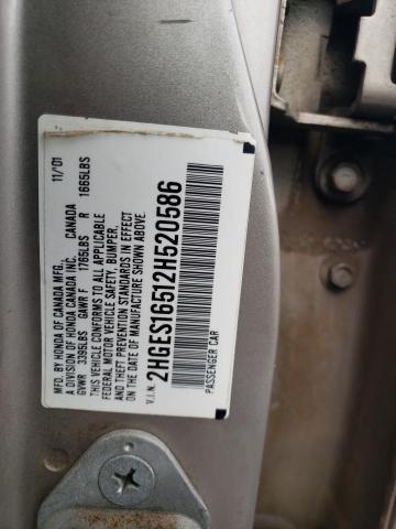 Photo 10 from auction – 2002 HONDA CIVIC LX with VIN 2HGES16512H520586