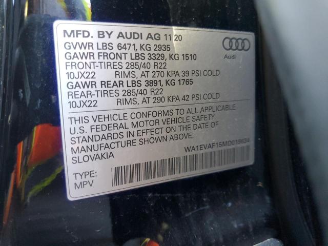 Photo 10 from auction – 2021 AUDI Q8 PREMIUM with VIN WA1EVAF15MD019634
