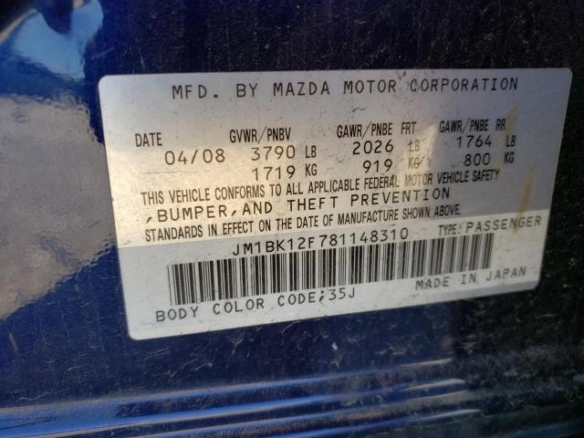 Photo 10 from auction – 2008 MAZDA 3 I with VIN JM1BK12F781148310