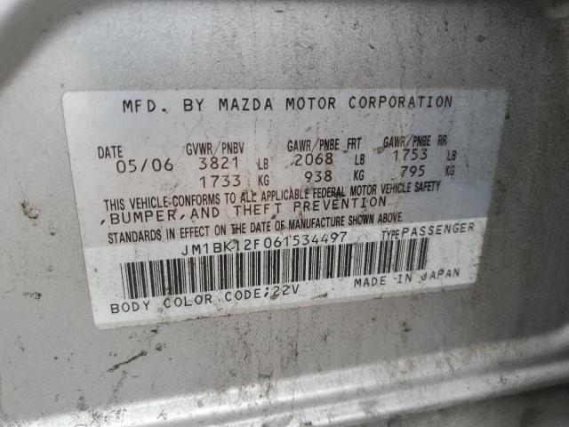 Photo 10 from auction – 2006 MAZDA 3 with VIN JM1BK12F061534497