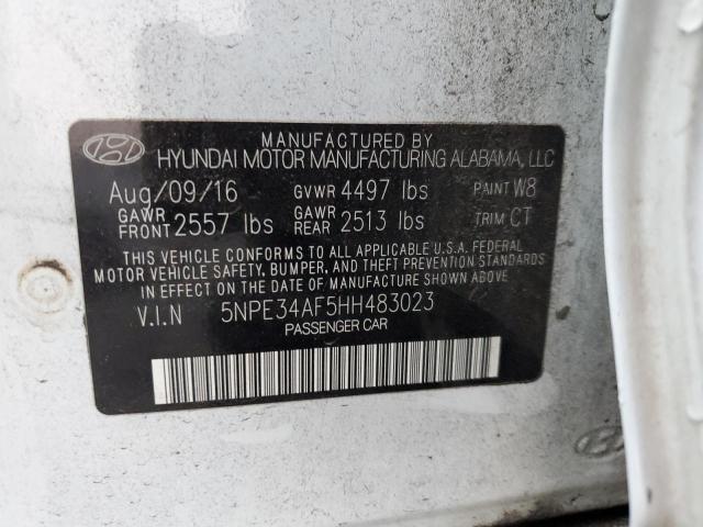Photo 10 from auction – 2017 HYUNDAI SONATA SPO with VIN 5NPE34AF5HH483023