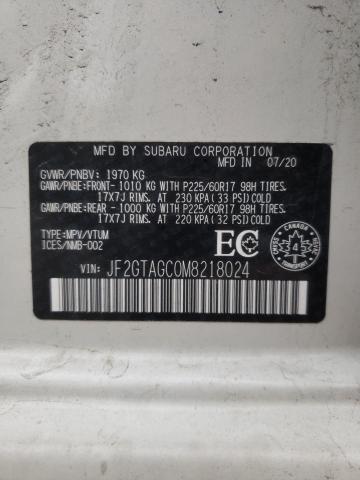 Photo 10 from auction – 2021 SUBARU CROSSTREK with VIN JF2GTAGC0M8218024
