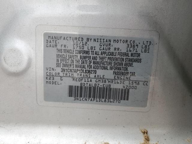 Photo 10 from auction – 2013 NISSAN VERSA with VIN 3N1CN7AP1DL836270