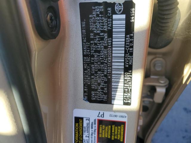 Photo 10 from auction – 2012 TOYOTA CAMRY HYBR with VIN 4T1BD1FK8CU024485