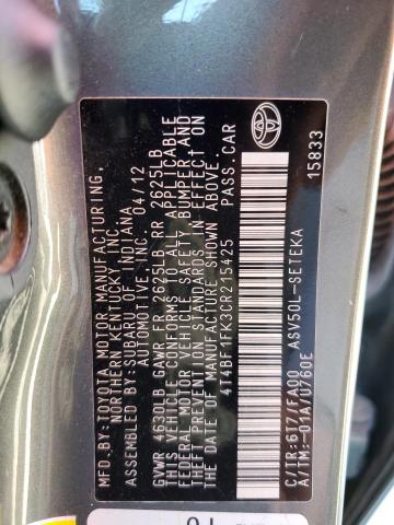 Фото 10 с аукциона – 2012 TOYOTA CAMRY BASE с VIN 4T4BF1FK3CR215425