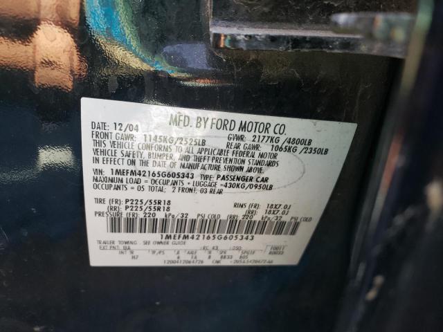 Photo 10 from auction – 2005 MERCURY MONTEGO PR with VIN 1MEFM42165G605343