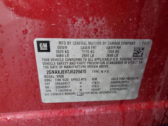 Photo 10 from auction – 2018 CHEVROLET EQUINOX LT with VIN 2GNAXJEV7J6229415