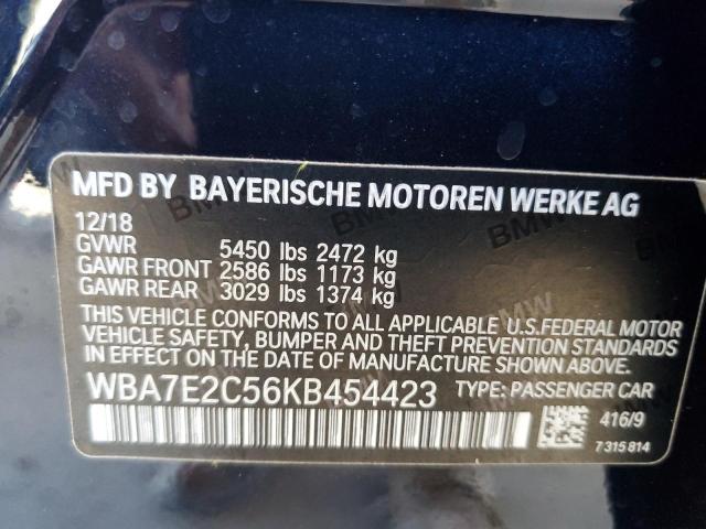 Photo 10 from auction – 2019 BMW 740 I with VIN WBA7E2C56KB454423