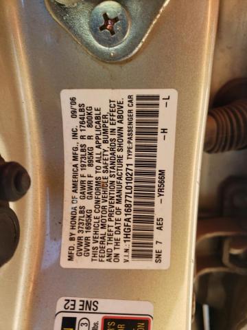 Photo 10 from auction – 2007 HONDA CIVIC EX with VIN 1HGFA16877L010271