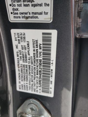 Photo 10 from auction – 2011 HONDA CR-V SE with VIN 5J6RE3H40BL019046